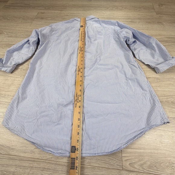 Lauren Ralph Lauren Blue White Striped Button Down Shirt Dress Embroidered Sz L - Picture 6 of 7